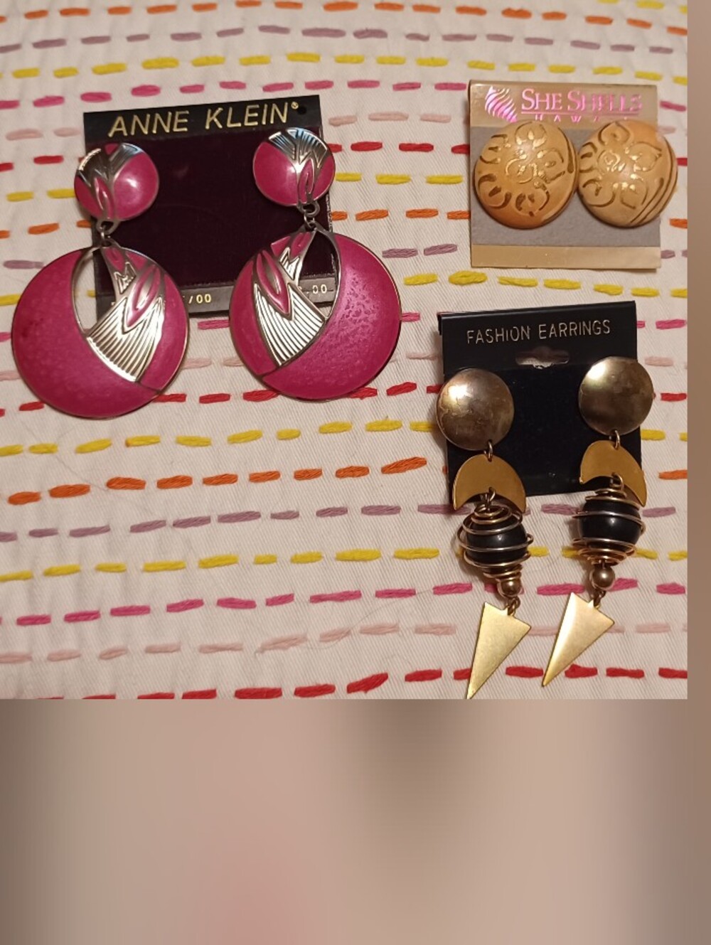 Lot Of 3 Pair Vintage Pierced Earrings, Anne Klein, Etc.